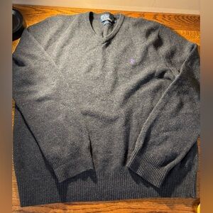 Polo by Ralph Lauren Charcoal 100% Lambswool Sweater, L